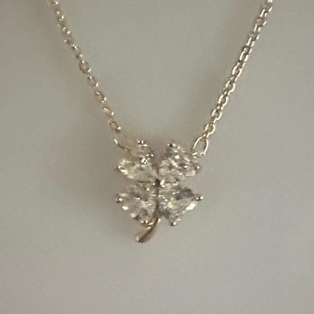 Pretty Bird Gold Plated Rose Gold 4-leaf Clover Pendant Necklace Rhinestones NEW